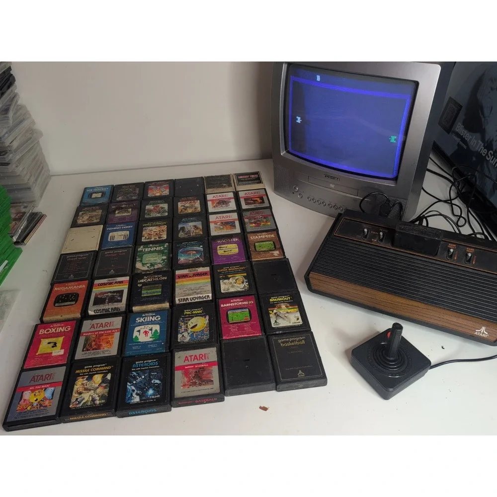 Vintage 1977 Original Atari CX-2600A Game Console Lot 1 controller 43 games